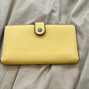 Yellow Pebbled Leather Snap Wallet